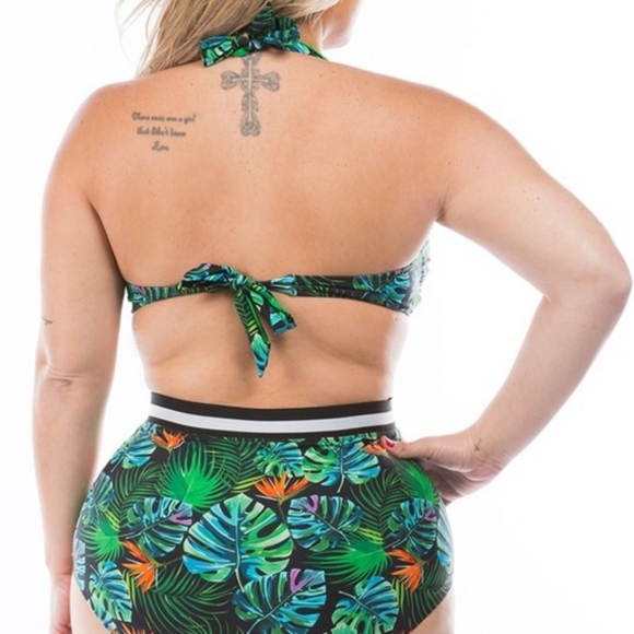 Tropical High Waisted Two Piece Swimsuit - Picture 3 of 10